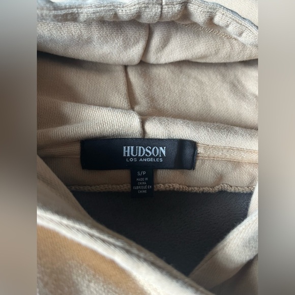 Hudson Jeans Back Cut out Cotton Hoodie Women’s Small Tan Camel Neutral Fall - Picture 5 of 16